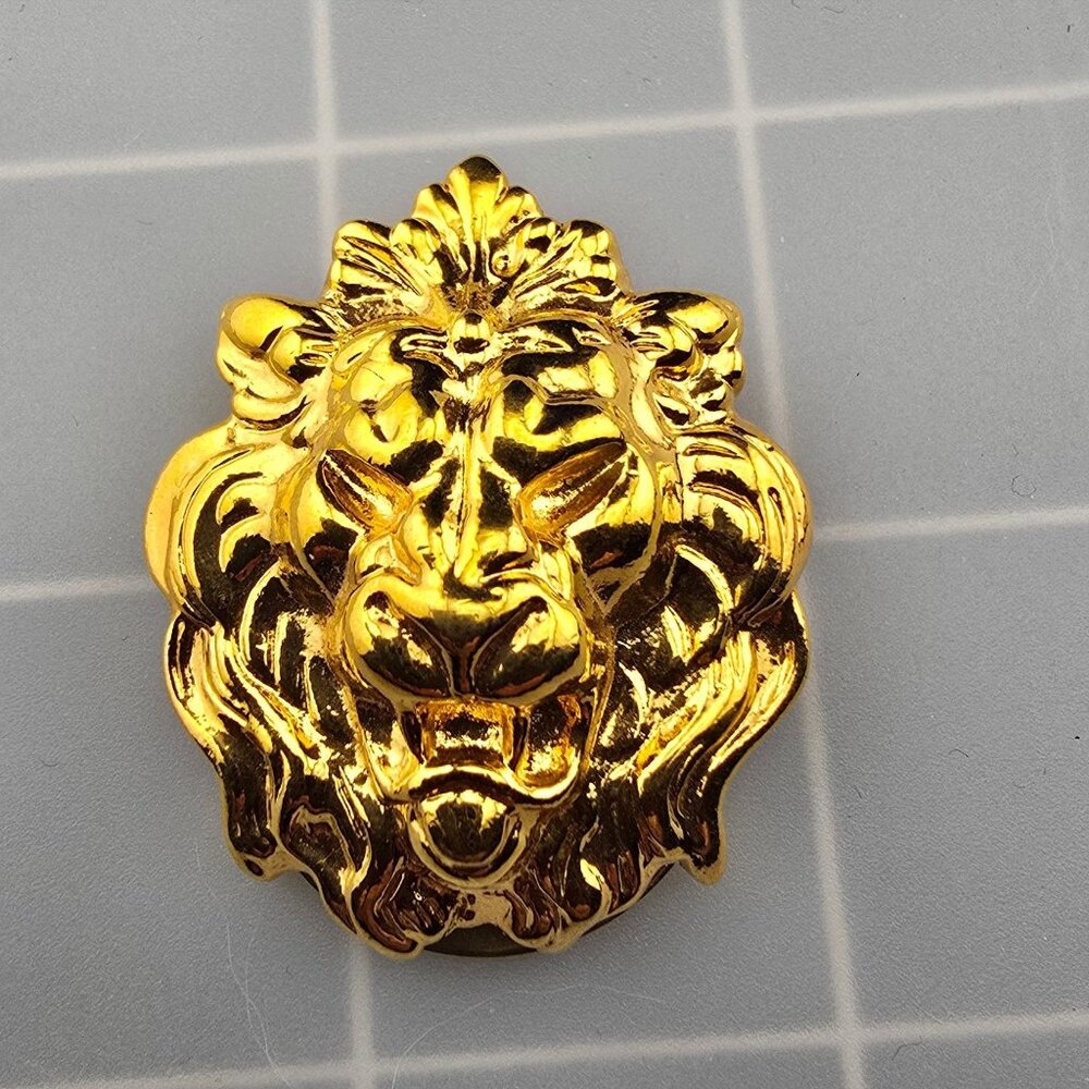 Gold-Tone Lion Head Scarf Clip Vintage Style Accessory - Picture 7 of 10